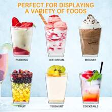 25/50/100pcs 5 Oz Plastic Dessert Cups , Yogurt Parfait For Party Appetizers, Mini Desserts, Mousse, Pudding, Fruit, Jelly Cheesecake And Ice Cream Square Plastic Cup Cheese Cake Cup - Transparent - View 8