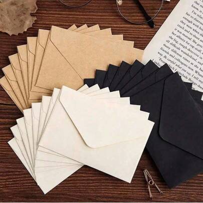 10-50 Stück klassische weiße schwarze Kraftpapier Fensterumschläge, kleine Karten-/Briefhalter, für Hochzeitseinladungen, Geburtstagsparty-Geschenke und Weihnachtsfeier, Schulanfang