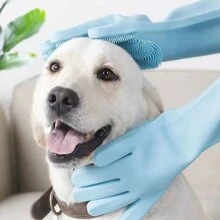Guantes para bañar mascotas para uso transfronterizo, anti-arañazos y mordeduras, guantes de limpieza para mascotas, herramienta de baño para mascotas, guantes de silicona para mascotas