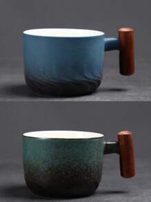 Ceramic Wooden Handle Italian Coffee Cup, Sandalwood Handle Tea Cup With Tea Strainer And Lid, Ceramic Tea Cup Japanese Style Wooden Handle Porcelain Small Coffee Cup Gradient Glaze Tea Cup Ceramic Kung Fu Small Tea Cup, Gift Box Set For Afternoon Tea, Italian Espresso Cup Japanese Style Simple Mini Coffee Cup