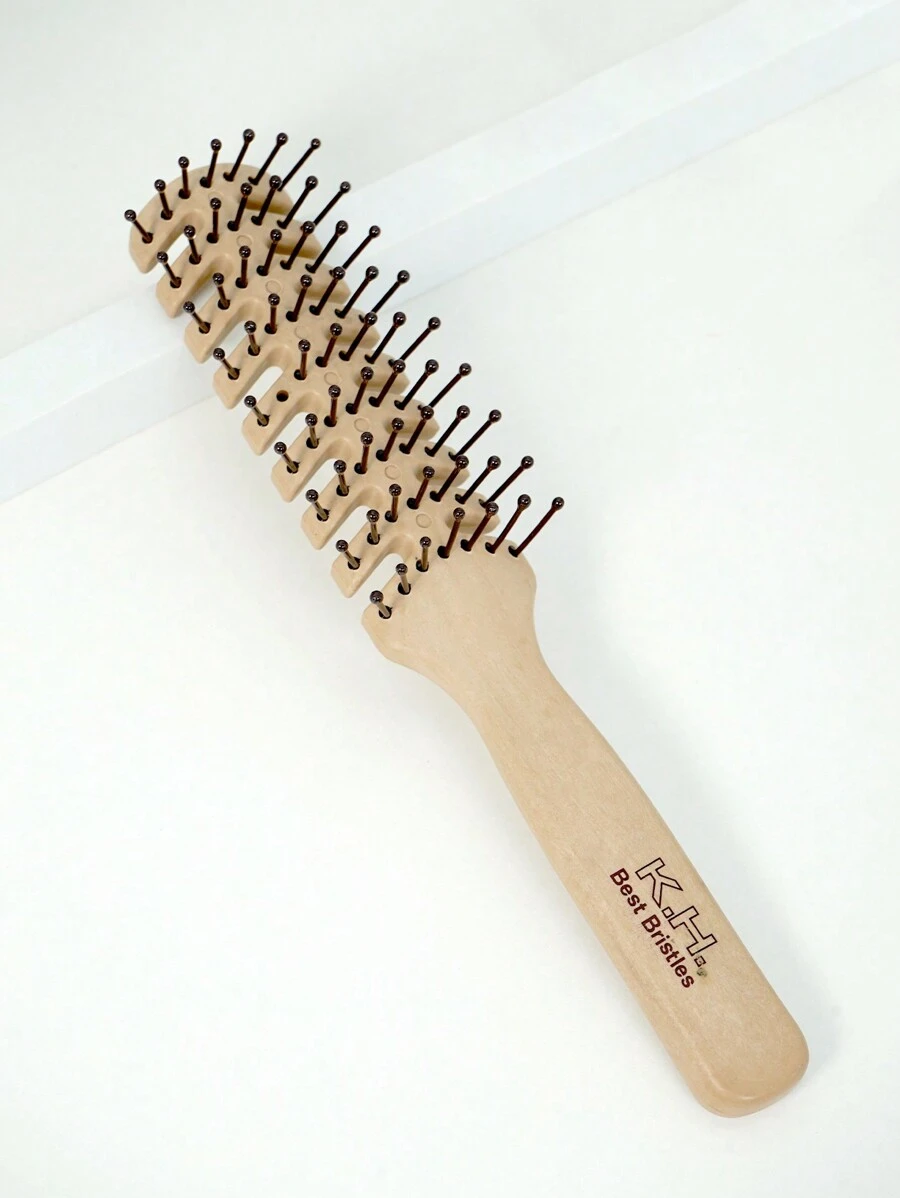 1pc Ribbed Design Comb, Suitable For All Hair Types, Breathable Comb, 7 Rows Of Breathable Comb, Unisex, Round Bristles, Can Quickly Dry Wet Hair, Short Hair, Curly Hair, Straight Hair, Unisex Hair Comb/Brush - Apricot - View 1