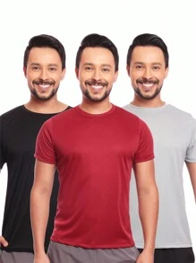Kit 3 Camisetas Manga Curta Dry Fit Básica Lisa Proteção Solar UV Térmica Blusa Academia Esporte Camisa