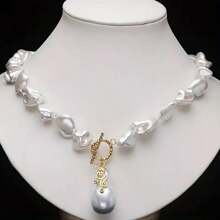 Stylish Asymmetrical Pearl Collarbone Chain Pendant, Niche Design - Color Mixing - View 4