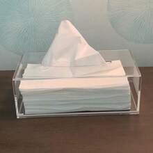 Caja de pañuelos de acrílico transparente, soporte de pañuelos, dispensador de servilletas para el hogar, oficina y restaurante - Claro - Ver 2