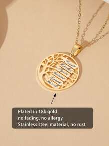 1 pieza Colgante de collar de árbol de la vida personalizado de acero inoxidable, diseño minimalista, adecuado para citas, días festivos y uso diario de niña