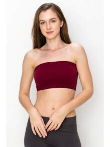 KURVE SEAMLESS MINI BANDEAU TUBE TOP - Burgundy - View 3