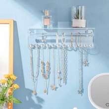 1 pieza Soporte de pared de acrílico para joyas, estante aromático, organizador de baño, gancho en forma de diamante para exhibir joyas