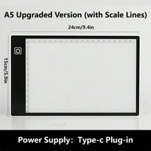 1 buc. Pad de desen cu LED-uri reglabile cu trei straturi - Dimensiuni A2/A3/A4/A5 - Luminozitate reglabilă pentru trasare și pictură cu diamant - Protecție pentru ochi prietenoasă cu vederea