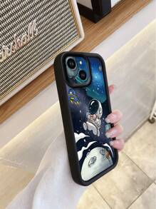 1个时尚宇航员图案加厚防震镜头保护手机壳，兼容苹果/Infinix/vivo/OPPO，时尚达人的理想之选，简约时尚。 - 黑色 - 查看 4