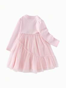 Balabala Gestricktes Tüllkleid für Mädchen, süßer Frühlingsstil mit Schleifendetail - weiß rot - Übersicht 5