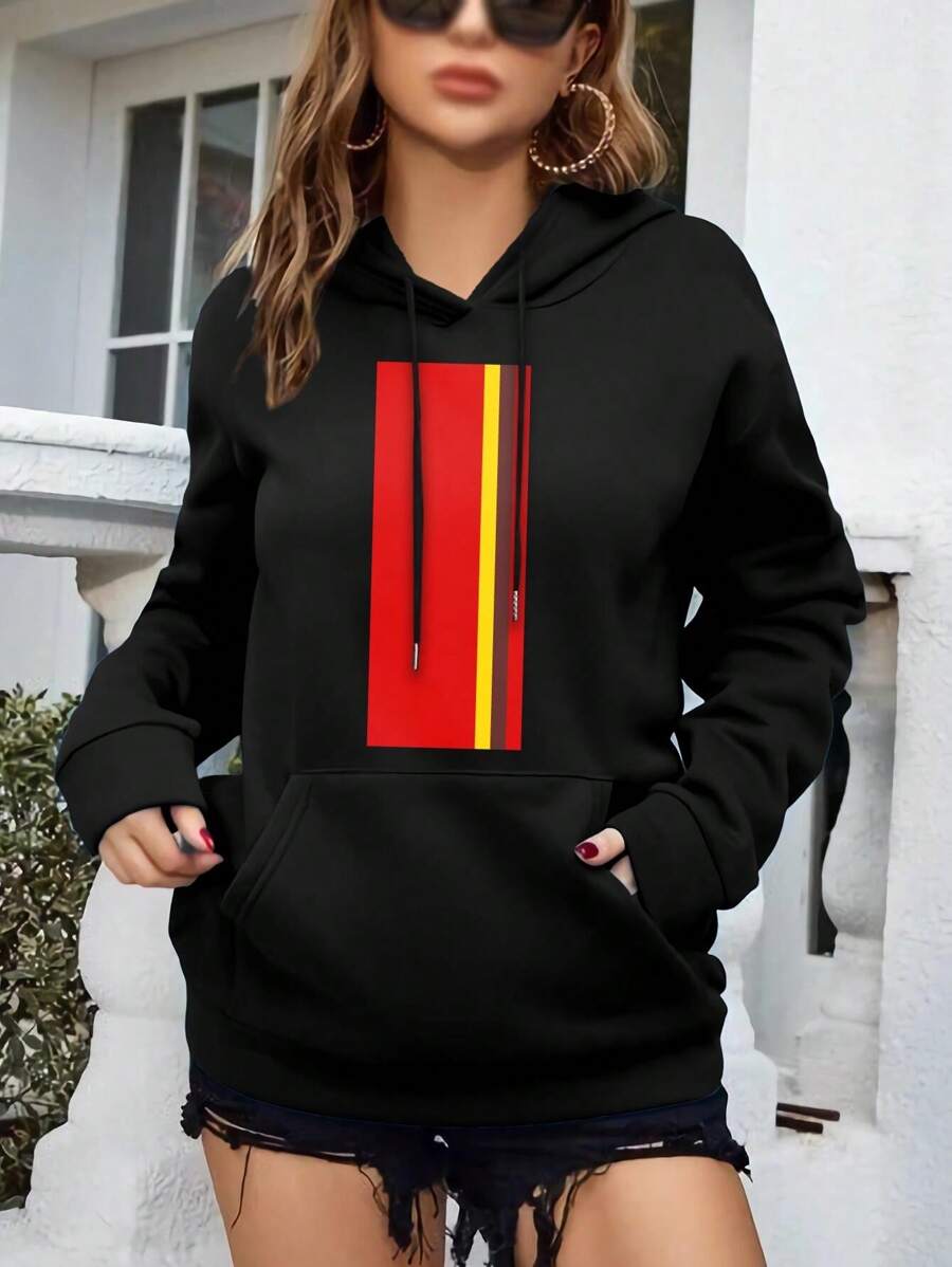 Ferrari Racing Stripes Big Size Women Hoodie For Ladies Burgundy Greazyl Pattern (Pattern00) - màu đen - Xem 1
