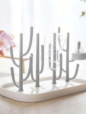 1pc Simple Circular Disposable Cup Holder& Baby Bottle Drying Rack With Tray, High CapacityBottle Dryer Holder For Baby Bottle