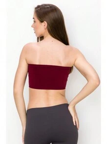 KURVE SEAMLESS MINI BANDEAU TUBE TOP - Burgundy - View 2