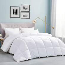 White Comfort Soft Fibre Thick Comforter Twin Size, Ultra Soft Luxury Four Seasons White Hotel Collection Bed Comforter, Square Stitching, Fluffy Comfort, Medium Warmth 88″ X 88″ - 白色 - 查看 2