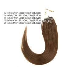 Micro Loop Hair Extensions Real Human Hair Microlink Hair Extensions Human Hair Black Microbead Hair Extensions 12-20 Inch 30g/50s - S4 - View 2