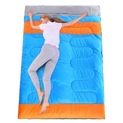 Large Double Sleeping Bag For Adults 210 * 145cm King Size 3-4 Season Camping