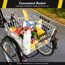 kangten 20 INCH Adult Tricycle 8 Speed 3 Wheel Bike Adult Trike W/ Basket For Shopping - Black - View 6