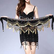 Belly Dance Costume Waist Chain, Tower Shaped Hanging Coin Tassel Waist Chain, Hip Scarf, Dance Costume, Practice Waist Scarf, Dance Performance Costume - Multicolor - View 15