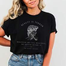 The Secret History Shirt Beauty Is Terror Quote Tshirt Dark Academia  Tee Gothic Greek Myth T-Shirt Bookish Literary T Shirt Booktok - màu đen - Xem 1