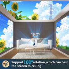 HUASHIJIE 2025 New Ultra-Clear Projector Home Bedroom Ultra-High-Definition Projection Wall High-Definition Small Home Theater Computer Smart Phone High-Definition Connection Fitness Office Outdoor Camping Room Online Class Living Room Dormitory Student Mini 4K Projector