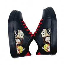 Casual Style Tennis Shoes For Women With Embroidered Design Demon Face Dolls - 黑色 - 查看 1