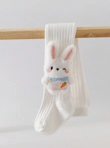 1pc Girls Cartoon Rabbit Pattern Ankle Length Tights, Thin Fitted Pantyhose For Babies & Kids, Spring/Autumn