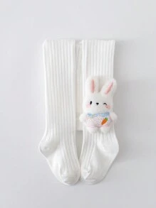 1pc Girls Cartoon Rabbit Pattern Ankle Length Tights, Thin Fitted Pantyhose For Babies & Kids, Spring/Autumn