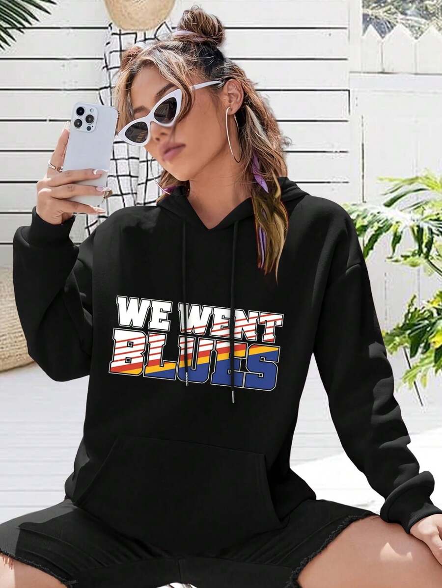 St. Louis Blues Hockey Big Size Women Hoodie Ladies Hoodies Brett Hull Play Gloria! - Black - View 1