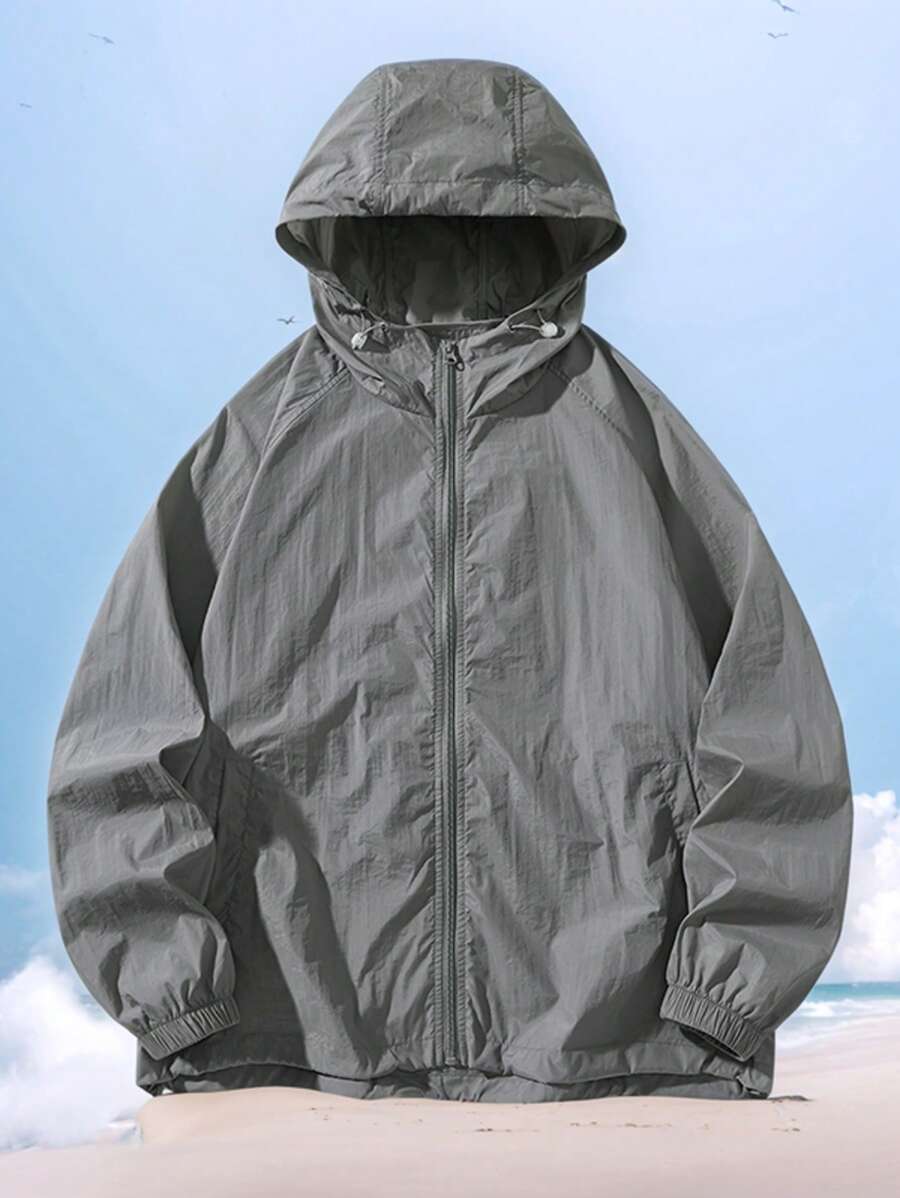 Men's Spring/Summer Outdoor Lightweight Casual Hooded Sun Protective Jacket Fishing - Grey - View 1