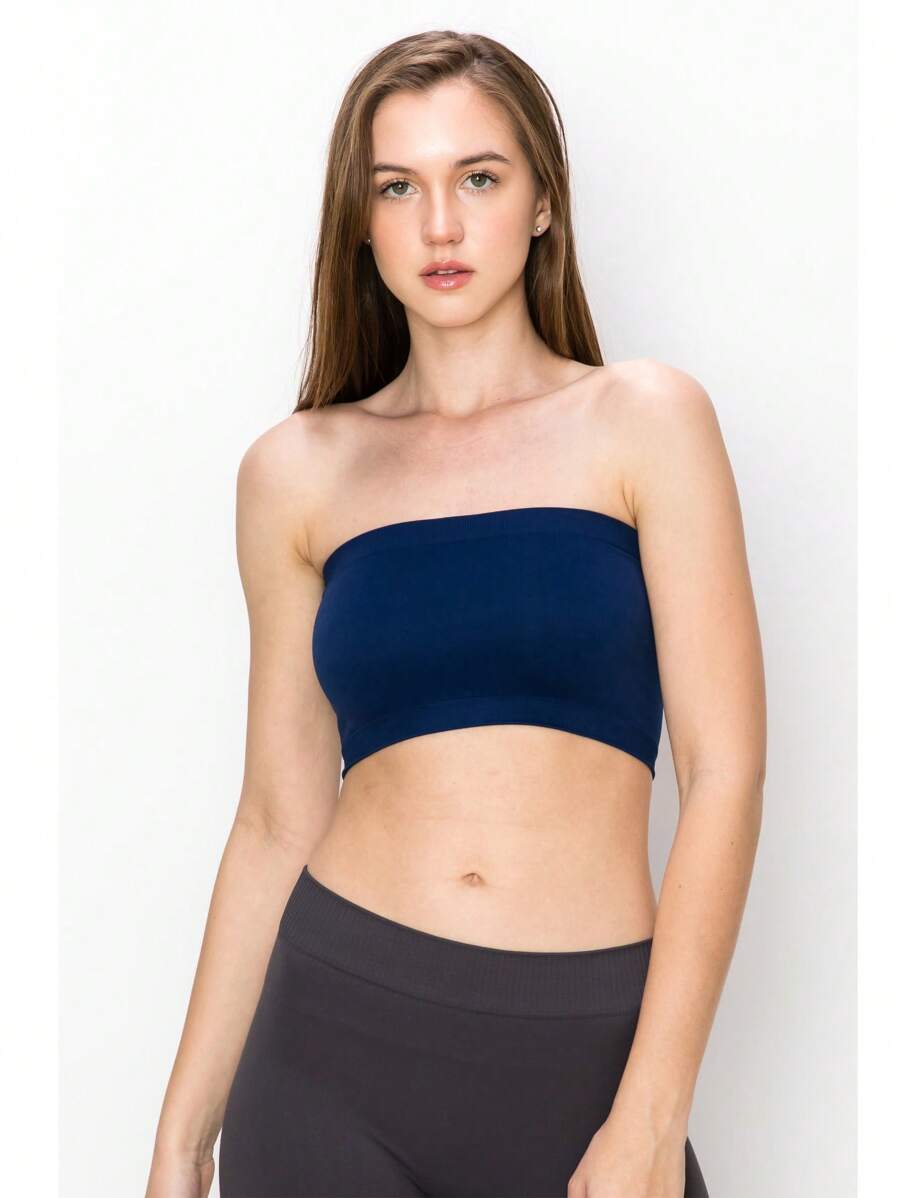 KURVE SEAMLESS MINI BANDEAU TUBE TOP - 深海軍藍 - 查看 1