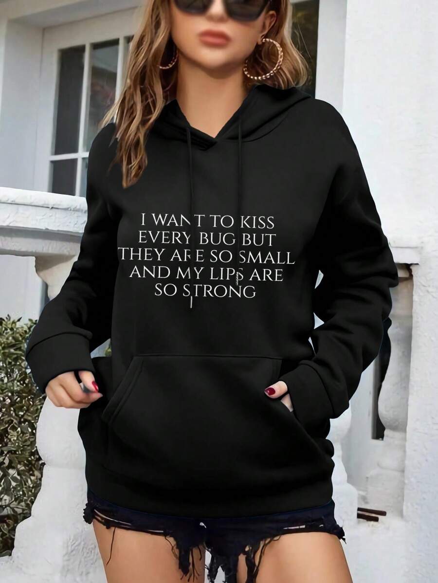 Funny Entomology Meme - I Want To Kiss Every Bug Big Size Women Hoodie Hoodie For Entomologists - Black - View 1