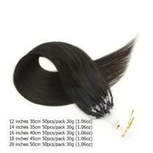 Micro Loop Hair Extensions Real Human Hair Microlink Hair Extensions Human Hair Black Microbead Hair Extensions 12-20 Inch 30g/50s - S1B - View 2