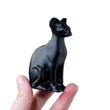 1 pièce Statue de chat sans poils en cristal naturel, dans de nombreuses couleurs. Ornement artisanal mignon d'animal, sculpture énergétique. Cadeau de guérison pour les amateurs de chats