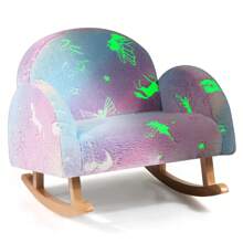 Upholstered Kids Rocking Chair Comfy Armchair Sofa With Luminous Effect & High-Density Sponge Cushion - Multicolor - View 1
