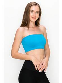 KURVE SEAMLESS MINI BANDEAU TUBE TOP - Turquoise - View 4