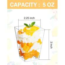 25/50/100pcs 5 Oz Plastic Dessert Cups , Yogurt Parfait For Party Appetizers, Mini Desserts, Mousse, Pudding, Fruit, Jelly Cheesecake And Ice Cream Square Plastic Cup Cheese Cake Cup - Transparent - View 4