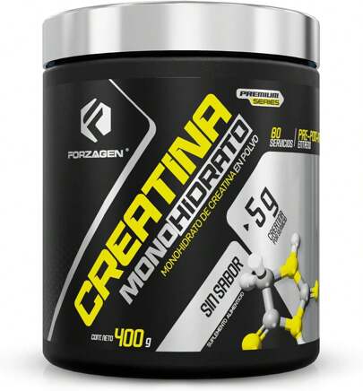  Creatina Monohidrato | Mejorar el Rendimiento Deportivo | Forzagen | 400g | 100% Monohidrato de Creatina | 80 Servicios por Envase | Sin Sabor | 5g de Creatina por Servicio | Sin Azúcar Añadida | Bebida Pre-Entrenamiento | Entrenamiento Intenso | Fácil y Rápida Preparación | Suplemento Gym para Mejorar la Fuerza y la Resistencia | Hombres y Mujeres que Buscan Mejorar su Rendimiento Deportivo | Máxima absorción
