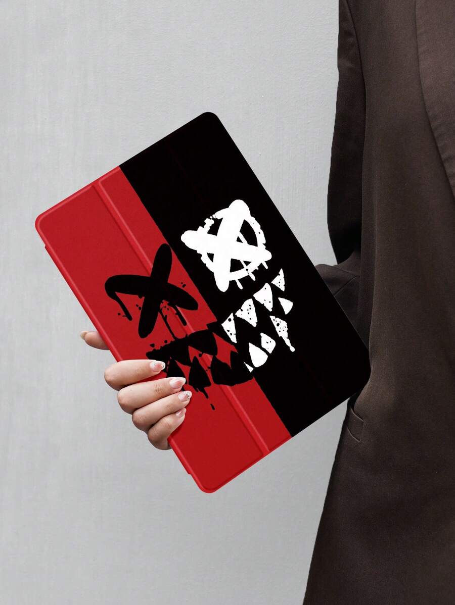 1pc Ghost Face Pattern Tablet Protective Case, Compatible With IPad 10.2", IPad Pro 2021/2020, IPad 9th/10th Gen, Galaxy Tab A8 10.5" 2022, Matepad 10.4"/Tab, Shockproof, With Pencil Slot, Support Sleep/Wake Function