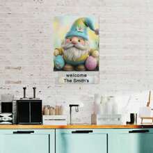 Easter Bunny Dwarf Metal Professional Custom Tin Sign With Egg Wall Art, Great For Home, Cafe, Restaurant, Garage, Patio, Garden Decoration - Festive Hanging Decor Gifts Birthday Graduation