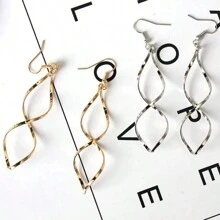 Women's Spiral Earring 18K Gold Plated Silver Plated - 黃金和白銀 - 查看 1