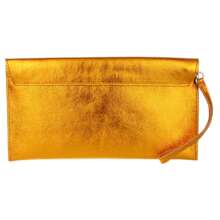 Womens Genuine Italian Suede Leather Envelope Clutch Bag Wedding Handbag Large - Orange - View 3