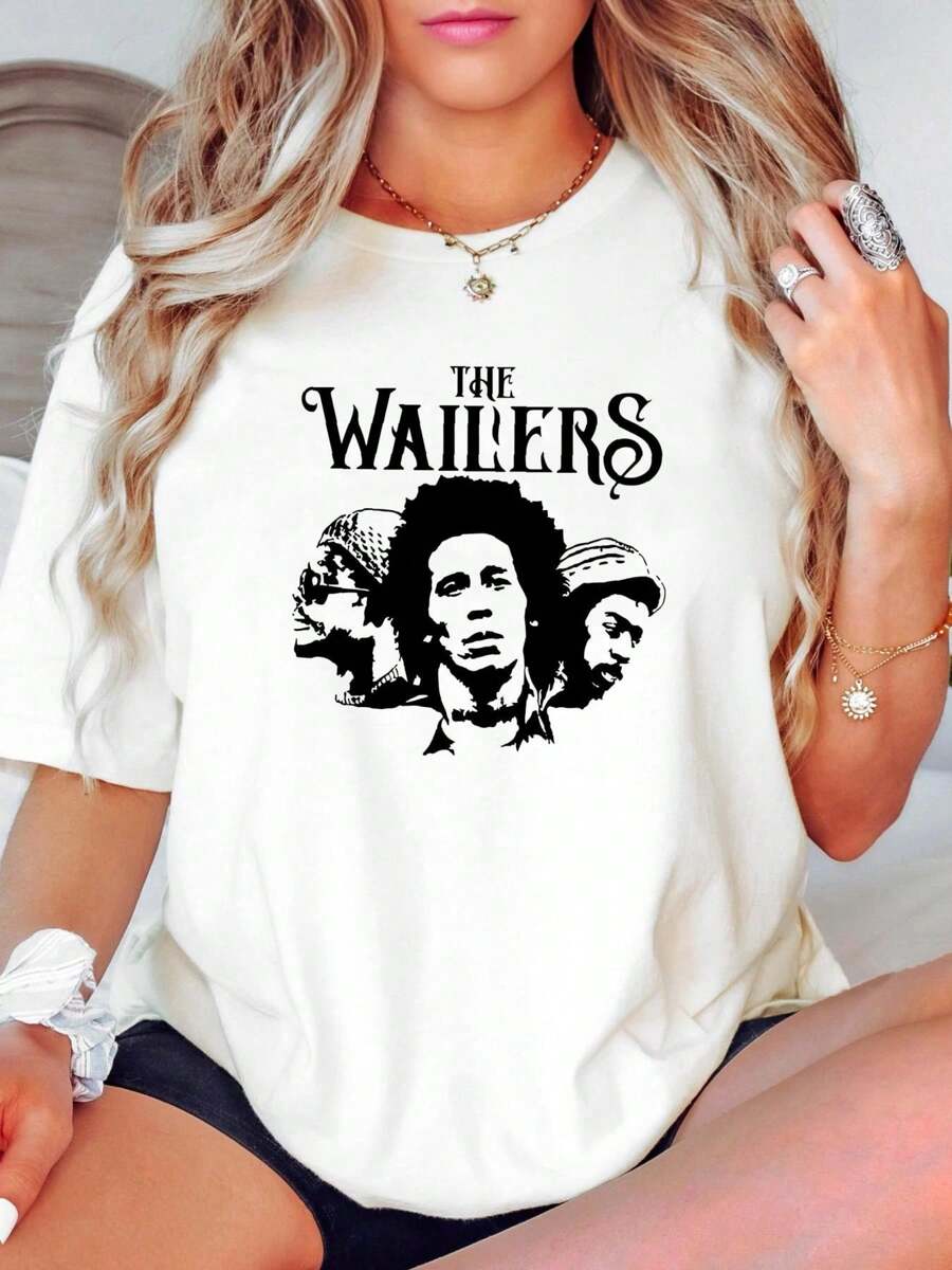 100% Cotton Bob Marley Peter Tosh Bunny Wailer Classic T Shirt The Wailers Jamaican Reggae Soft Top For Everyday Wear Summer Comfortable Print Round Neck Short Sleeve Breathable Unisex Graphic Slightly Homme For Women Versatile Streetwear Casual Stylish Stretched Fashion Designer Clothes - White - View 1