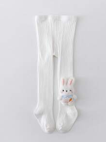 1pc Girls Cartoon Rabbit Pattern Ankle Length Tights, Thin Fitted Pantyhose For Babies & Kids, Spring/Autumn
