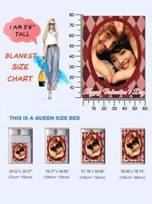 SRH 1pc Customizable Blanket - Plaid Pattern, Upload Your Own Photo And Text, Flannel Fabric, Soft And Cozy, Suitable For Room, Sofa, Bedroom, Office, Camping, Travel, Best Personalized Gift For Partner, Valentine's Day, Mother's Day, Anniversary, Birthday