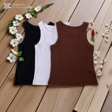 Cropped Feminino Regata Canelada Listrada e Lisa Ribana Camiseta Básica Blusa Dia a Dia Moda Gringa Casual