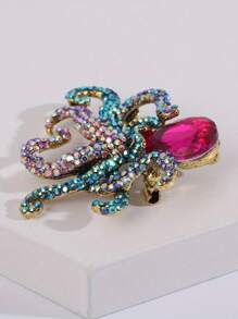 Moda Delicado Luxo Polvo Colorido Strass Pins Broches Para Mulheres Senhora Requintado Cristal Mar Aniaml Emblemas Pin