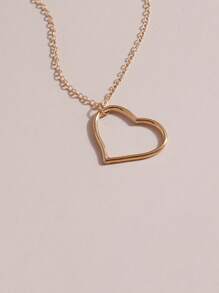 1pc Minimalist Geometry Hollow Love Pendantry Gold Long Necklace For Women Simple Silver Sweater Chain For Girls Charm Fall/Winter Jewelry For Women