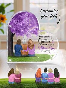 Heart Transparent Plaque - Mother And Daughters, A Bond That Can't Be Broken - Personalized Desktop,Mother's Day Gift, For Mom, Custom Image Gifts Birthday Graduation