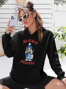 Slush Puppie Big Size Women Hoodie For Women Cadbury Inspired Chilly Dog Frozen Beverage Fun - Black - View 1