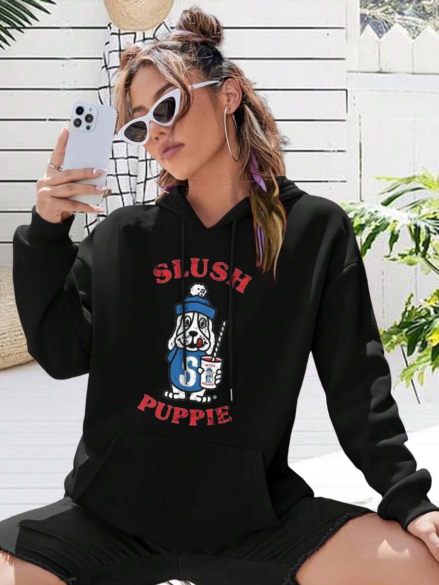 Slush Puppie Big Size Women Hoodie For Women Cadbury Inspired Chilly Dog Frozen Beverage Fun - Black - View 1